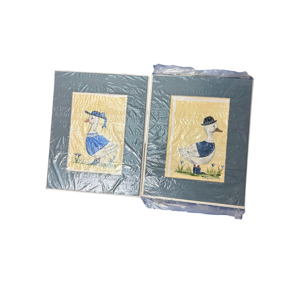 D. Panzarella Framed‎ Art Prints Pair Goose Duck Folk Art Signed